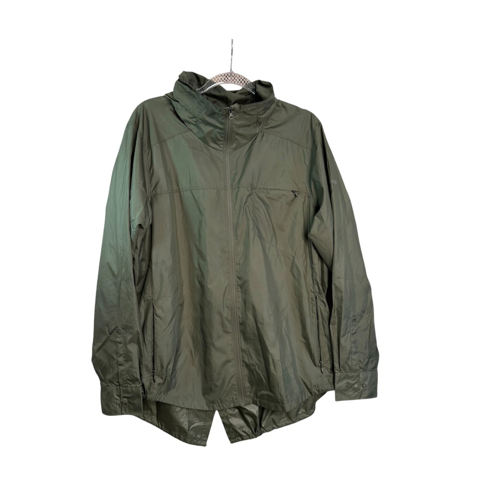 Columbia Sportswear Green Full Zip Hooded Windbreaker Jacket Womens 1X Plus Size